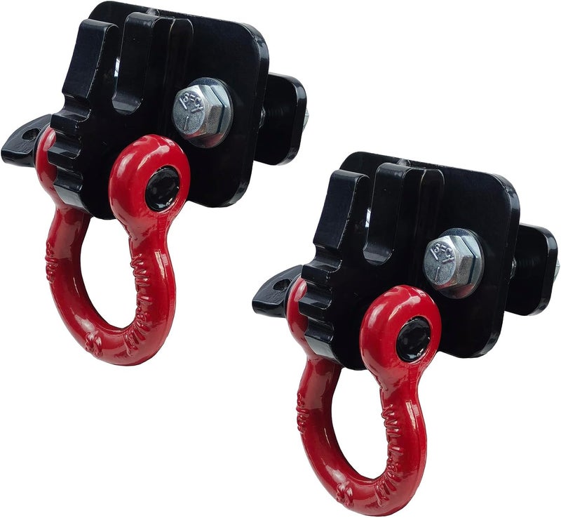 REDTEE 3/8 inch Tractor Bucket Grab Hook with 5/8 inch Tie Down D-Ring Shackle(2 Pack), Bolt On Tow Hook Mount with Bracket Plate, Max Tow Capacity 10,000 lbs. Black Coating - Image 4